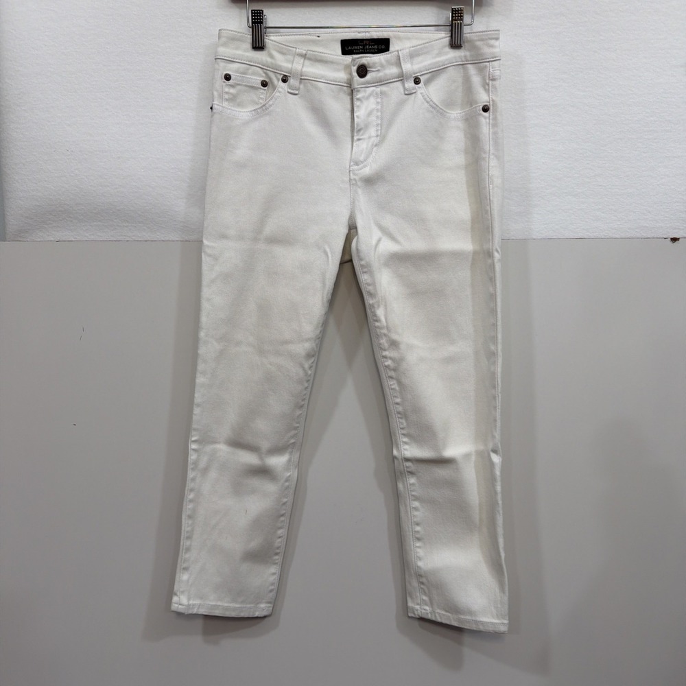 LRL Lauren Jeans Co. Ralph Lauren White Classic Straight Cropped Jeans Size 4
